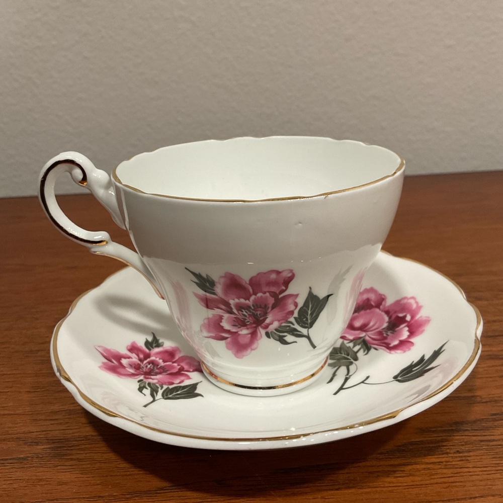 Vintage Regency Bone China Floral Teacup and Saucer Set Made in England Tea Cup
